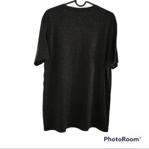 Next Level Dark Gray T-Shirt with Light Blue Logo, Mens L